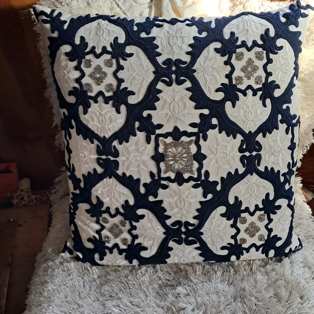 Chic Black and White Accent Pillow